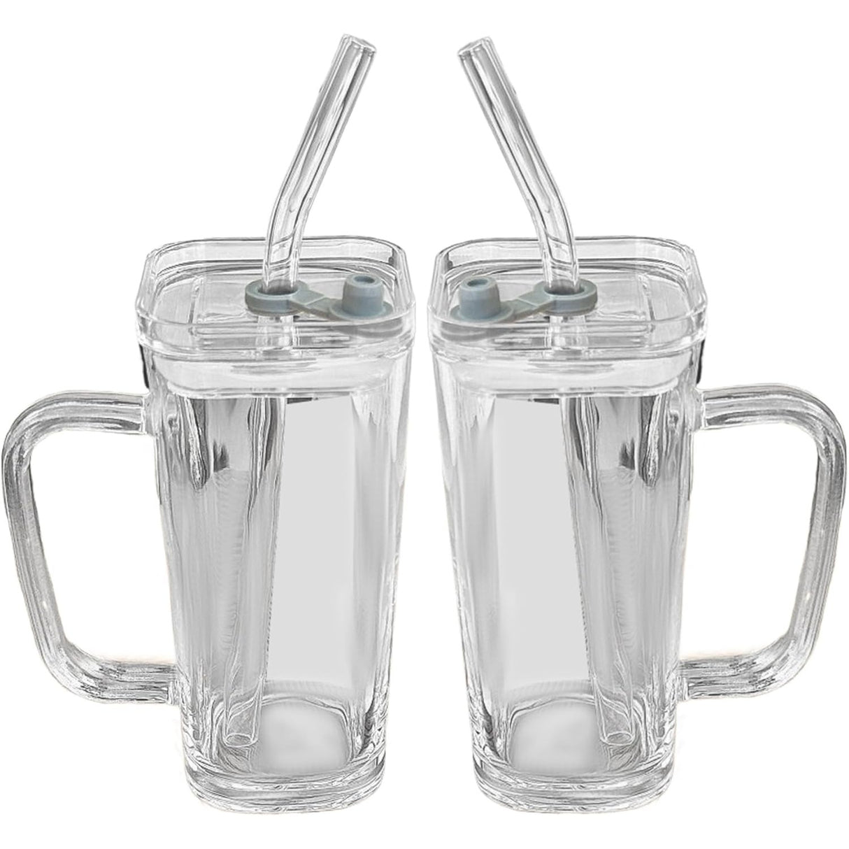 Pahar Pentru Racoritoare, Din Sticla, 330 Ml, Cu Pai Si Maner - vivimall.ro