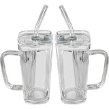 Pahar Pentru Racoritoare, Din Sticla, 330 Ml, Cu Pai Si Maner - vivimall.ro