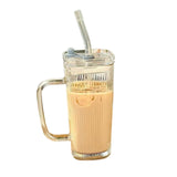 Pahar Pentru Racoritoare, Din Sticla, 330 Ml, Cu Pai Si Maner - vivimall.ro
