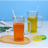 Pahar Pentru Racoritoare, Din Sticla, 330 Ml, Cu Pai Si Maner - vivimall.ro