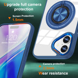 Husa de Protectie TPU, Vivimall, pentru iPhone 16, cu Incarcare Wireless, Tehnologie Magsafe, Inel Magnetic Rotativ cu Functie de Suport, Transparent-Albastru Inchis - vivimall.ro