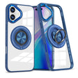 Husa de Protectie TPU, Vivimall, pentru iPhone 16, cu Incarcare Wireless, Tehnologie Magsafe, Inel Magnetic Rotativ cu Functie de Suport, Transparent-Albastru Inchis - vivimall.ro