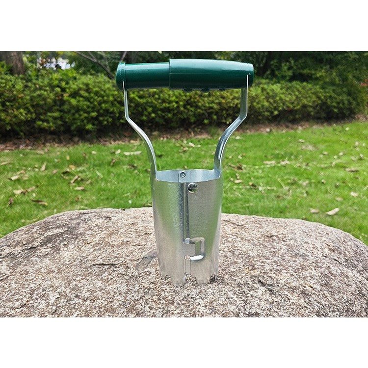 Transplantator Agricol Cilindric, Vivimall, din Otel si Plastic, 6 cm Diametru, cu Maner Flexibil, 23 x 6 x 13 cm, Verde - vivimall.ro