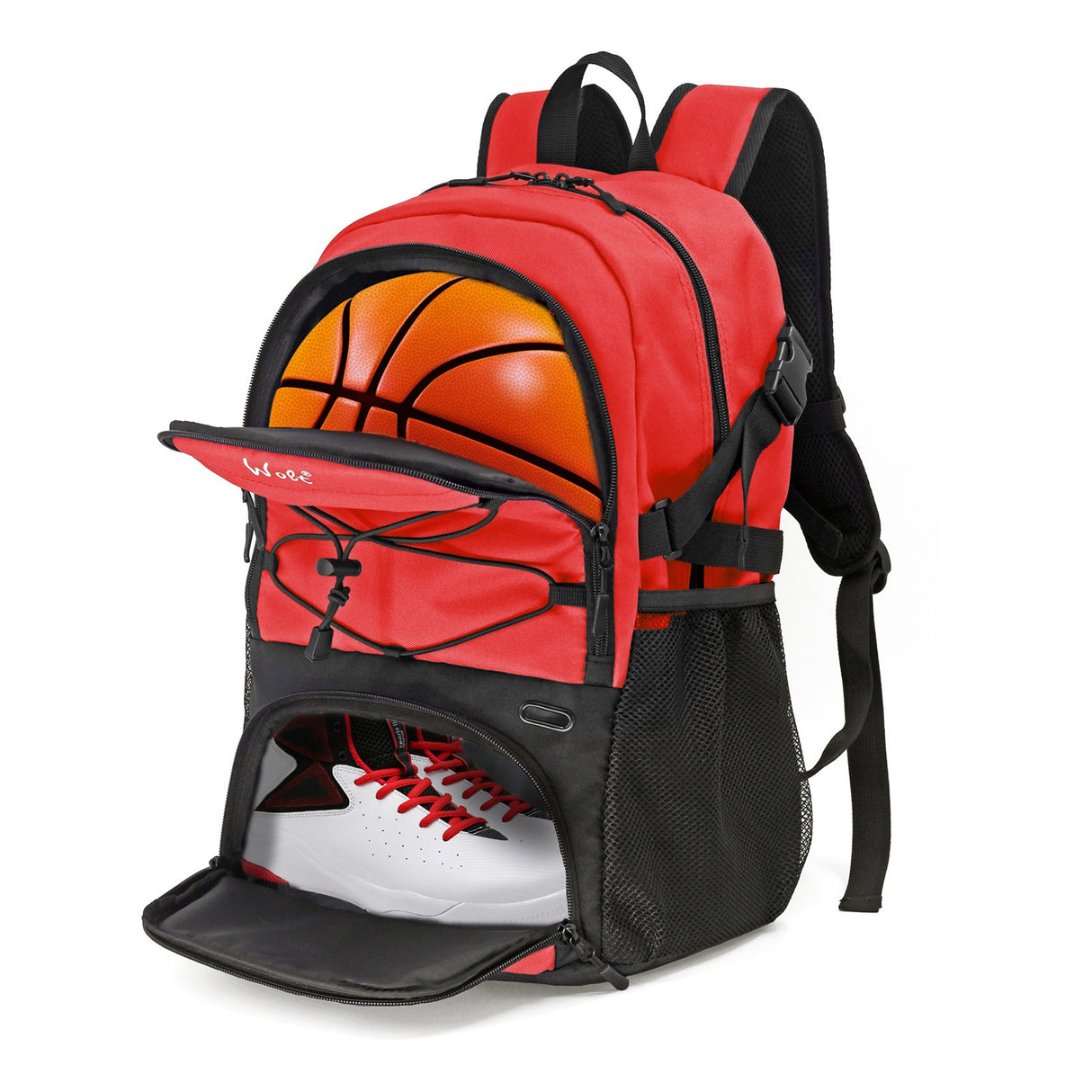 Rucsac De Baschet Multifunctional, Pentru Calatorie, Sport, Scoala, Cu Compartiment Pentru Pantofi Si Minge, 32 Litri, -Negru