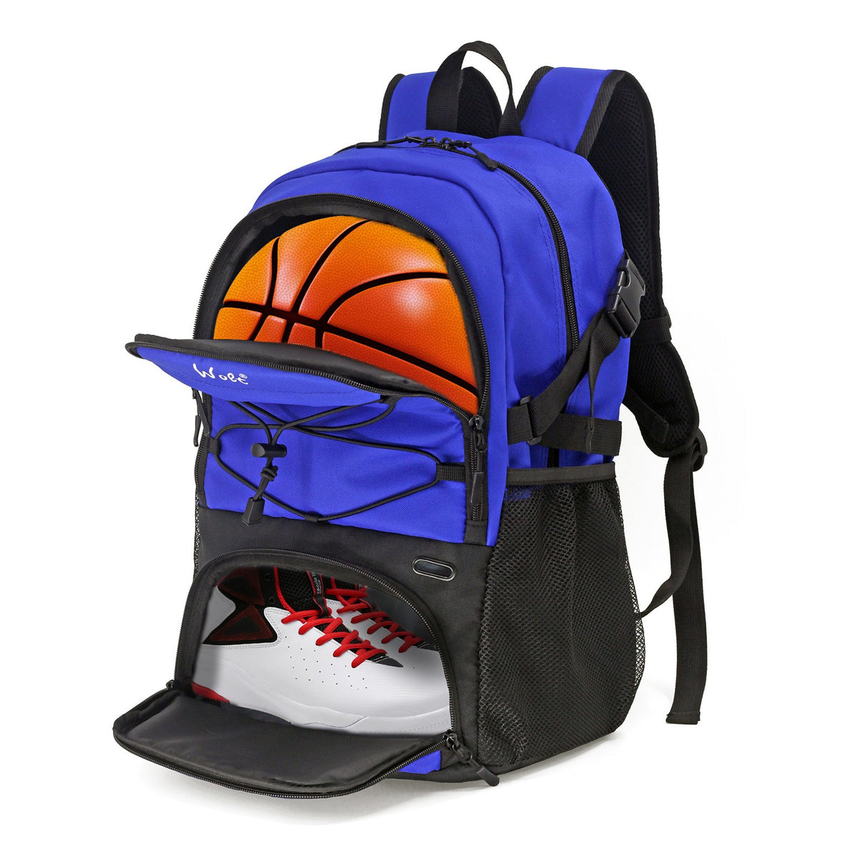 Rucsac De Baschet Multifunctional, Pentru Calatorie, Sport, Scoala, Cu Compartiment Pentru Pantofi Si Minge, 32 Litri, -Negru