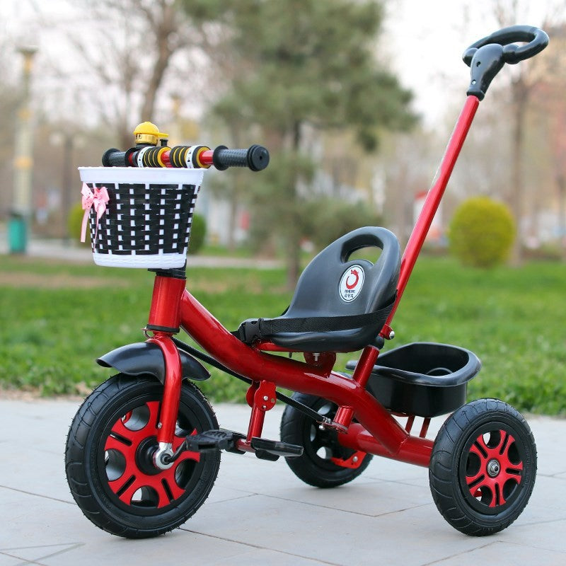 Tricicleta pentru Copii, Flippy, Tricicleta Model Mickey, Ghidon cu Cos pentru Depozitare, Maner Impingere, Varsta 1-5 Ani, 80 x 60 x 53 cm, Rosu - vivimall.ro