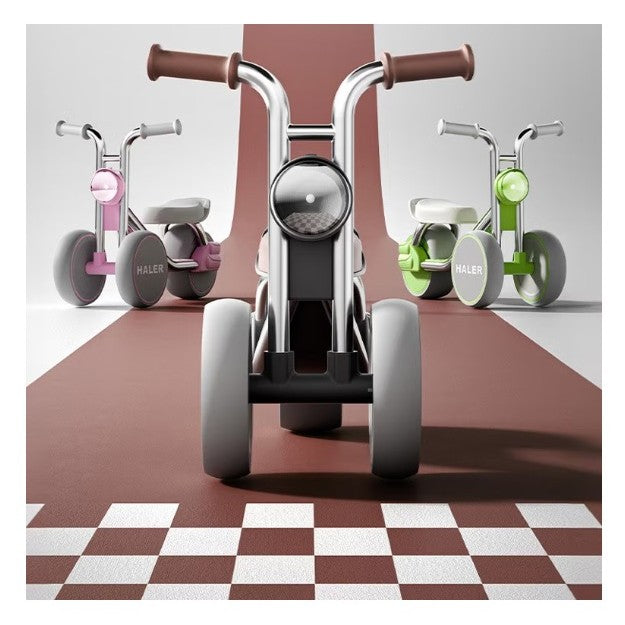 Tricicleta pentru Copii, Vivimall, Exercitiu de Echilibru, pentru 1-6 Ani, Lumina LED, Fara Pedale, din Plastic, Roti 7.8 cm, Greutate Portanta 50 kg, 43 x 58 x 35 cm, Gri - vivimall.ro