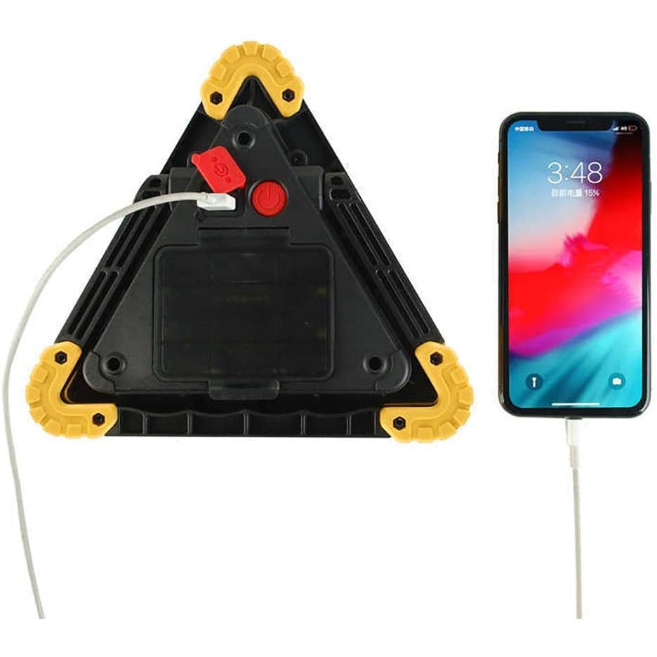 Triunghi Multifunctional De Avertizare, Lanterna Led, Impermeabil Ip65, 800 Lm, 2 X Aa, Functie Incarcare Telefon, Usb Si Micro Usb, Cob 33