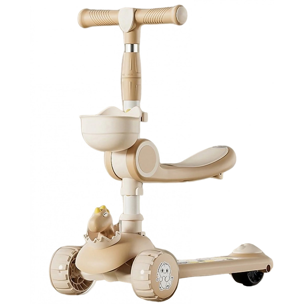 Trotineta Multifunctionala 3 In 1, Pentru Copii, 1-7 Ani, Cu Lumini Si Muzica, Reglabil 360, Pliere Usoara, Reglarea Inaltimii, 67-, Alb/