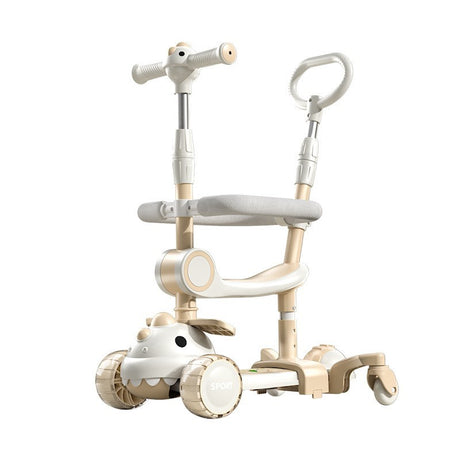 Trotineta Multifunctionala 6 In 1, Pentru Copii De La 10 Luni Pana La 12 Ani, Cu Maner De Impingere, Reglabil 360, Pliere Usoara, Reglarea Inaltimii, Alb/, Resigilat - vivimall.ro