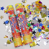 Tun de Confetti, Flippy, Party Popper 40 cm, Model Stelute, Inimioare, Paiete Lucioase, 3 cm Diametru, Multicolor