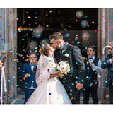 Tun de Confetti, Flippy, Best Wishes 11 x 4 cm, Model Buline din Hartie si Folie, Albastru