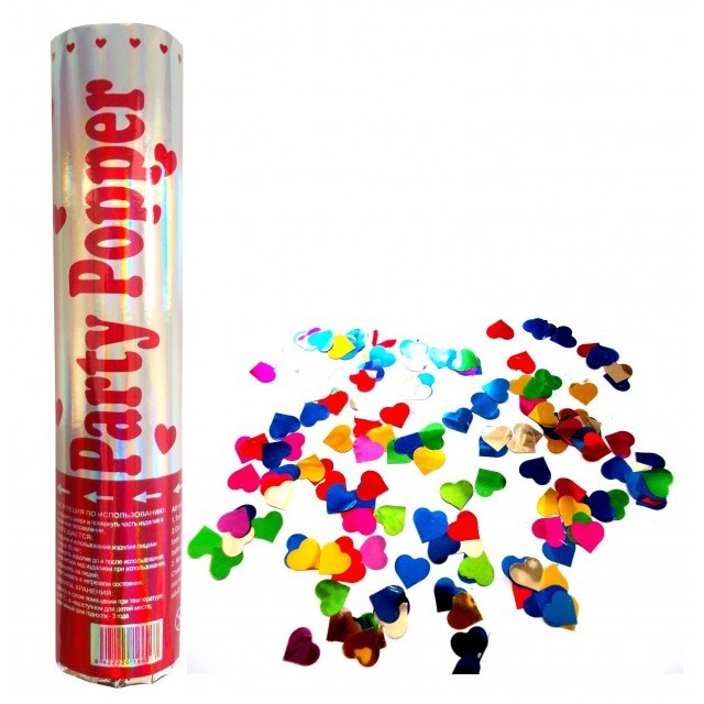 Tub De Confetti, Party Popper, Confetii Inimioare Din Aluminiu