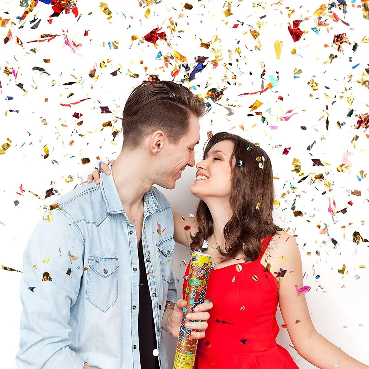 Tub de Confetti, Flippy, Party Popper, 60x5 cm, Confetii Asortate din Aluminiu, Multicolor