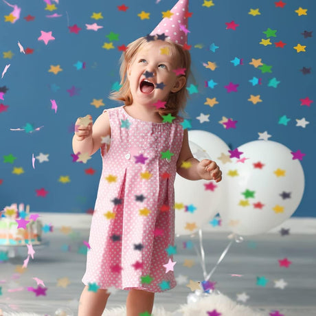 Tun de Confetti, Flippy, Party Popper, 60x5 cm, Model Stelute, Inimioare, Paiete, Lucioase, 3 cm Diametru, Multicolor