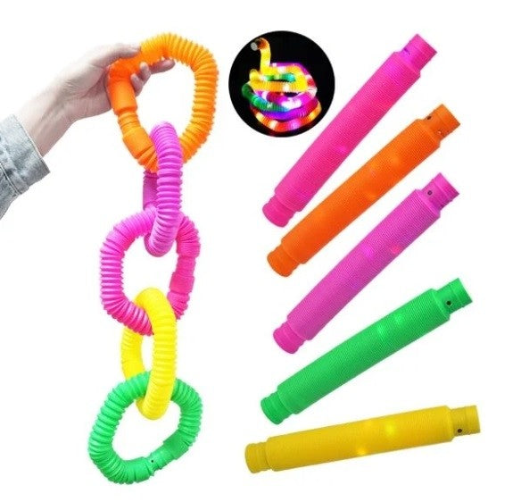 Set 6 Tuburi Antistres LED Multicolor | FidgetGlow - vivimall.ro
