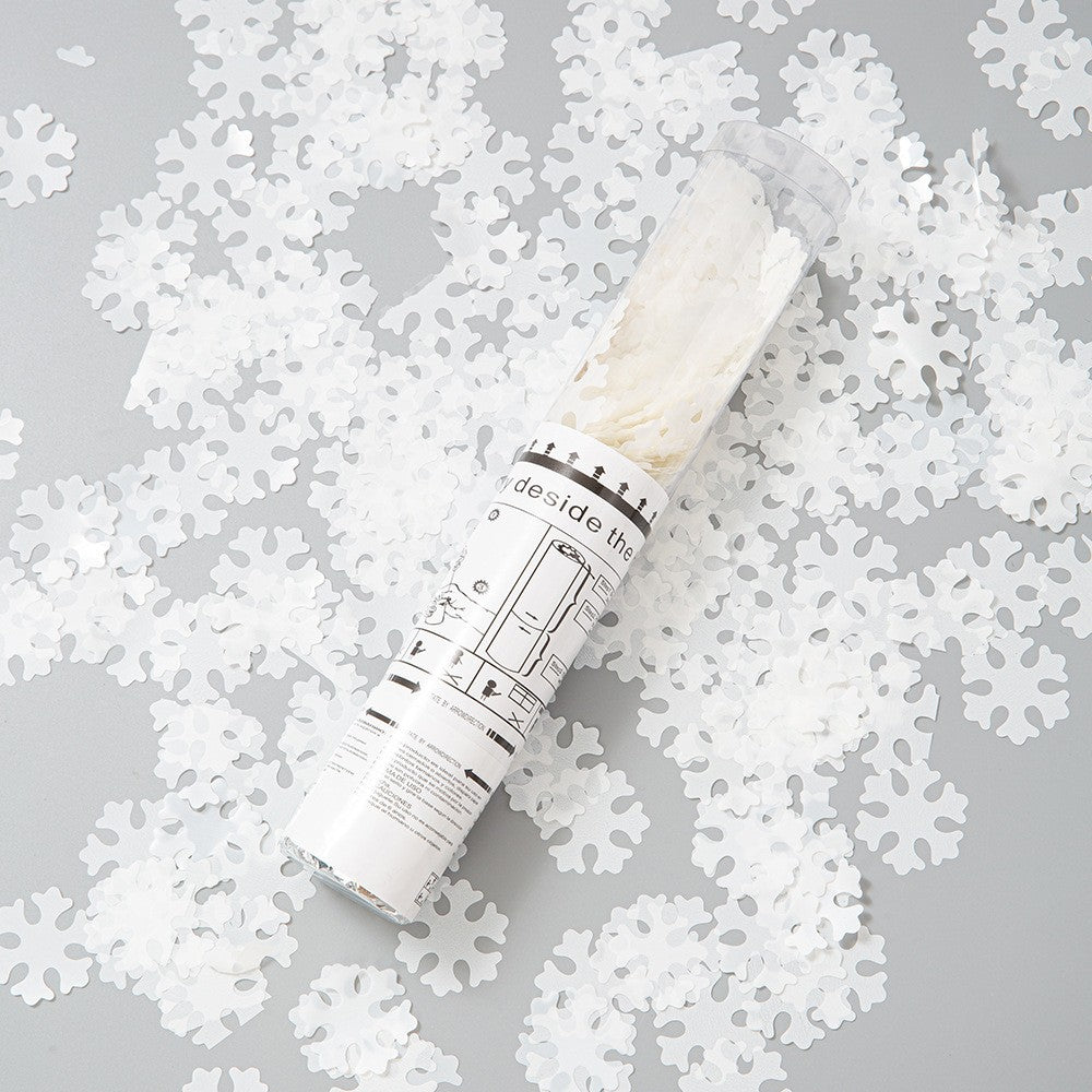 Tun de Confetti, Flippy, 30 cm, Model Fulgi de Zapada din Hartie, Ambalaj din PET, Alb