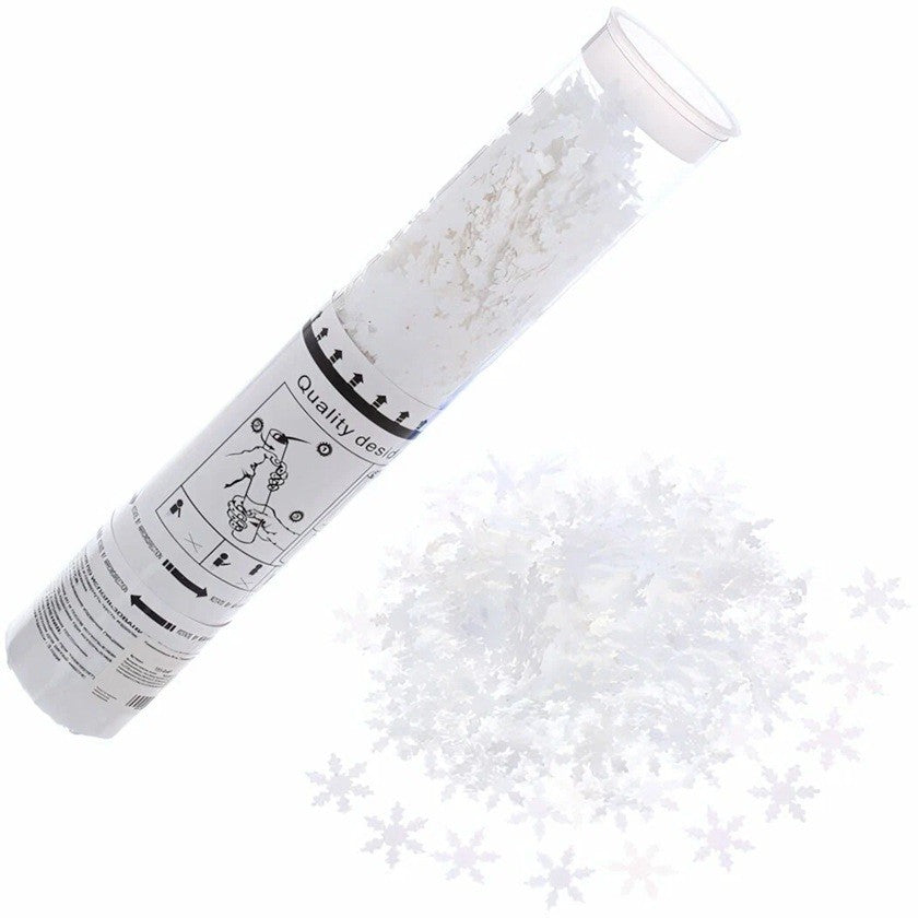 Tun de Confetti, Flippy, 30 cm, Model Fulgi de Zapada din Hartie, Ambalaj din PET, Alb