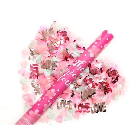 Tun Confetti, Flippy, Confetti Inimioare si Mesaj Love, 40 x 5 cm, Roz Alb