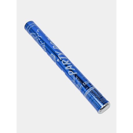 Tub de Confetti, Flippy, Party Popper, 30x5 cm, Confetii Lucioase Rezistente la Foc, Eliberare prin Rasucire, Albastru