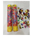 Tun de Confetti, Flippy, Party Popper, 60x5 cm, Model Stelute, Inimioare, Paiete, Lucioase, 3 cm Diametru, Multicolor