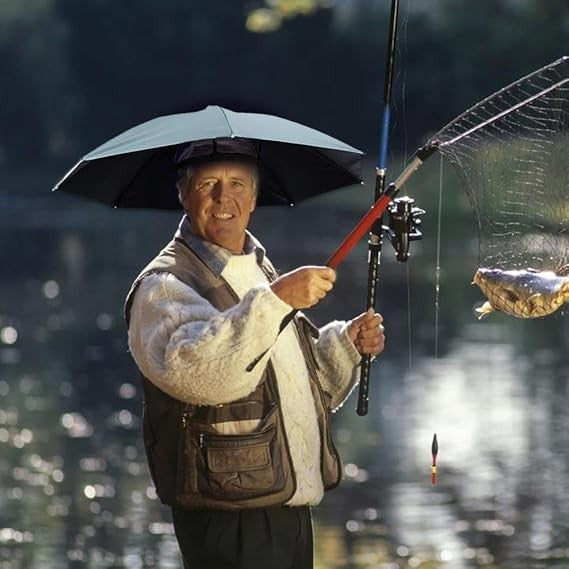 Umbrela de Cap, Vivimall, Diametru 69 cm, Banda Elastica de Cap, Protectie UV/Ploaie, Albastru Safir - vivimall.ro