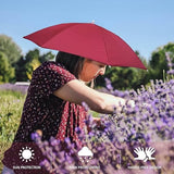 Umbrela de Cap, Vivimall, Diametru 69 cm, Banda Elastica de Cap, Protectie UV/Ploaie, Rosu Inchis - vivimall.ro