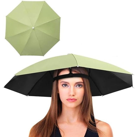 Umbrela De Cap, Diametru 69 Cm, Banda Elastica De Cap, Protectie Uv/Ploaie, Matcha - vivimall.ro