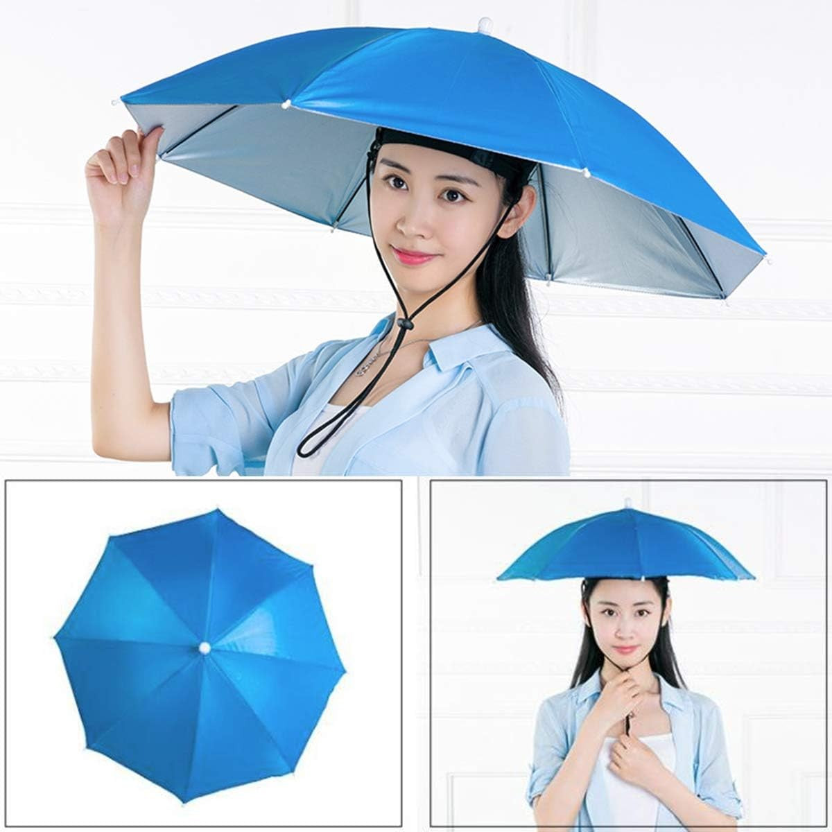 Umbrela De Cap, Diametru 69 Cm, Snur Reglabil De Cap, Protectie Uv/Ploaie - vivimall.ro