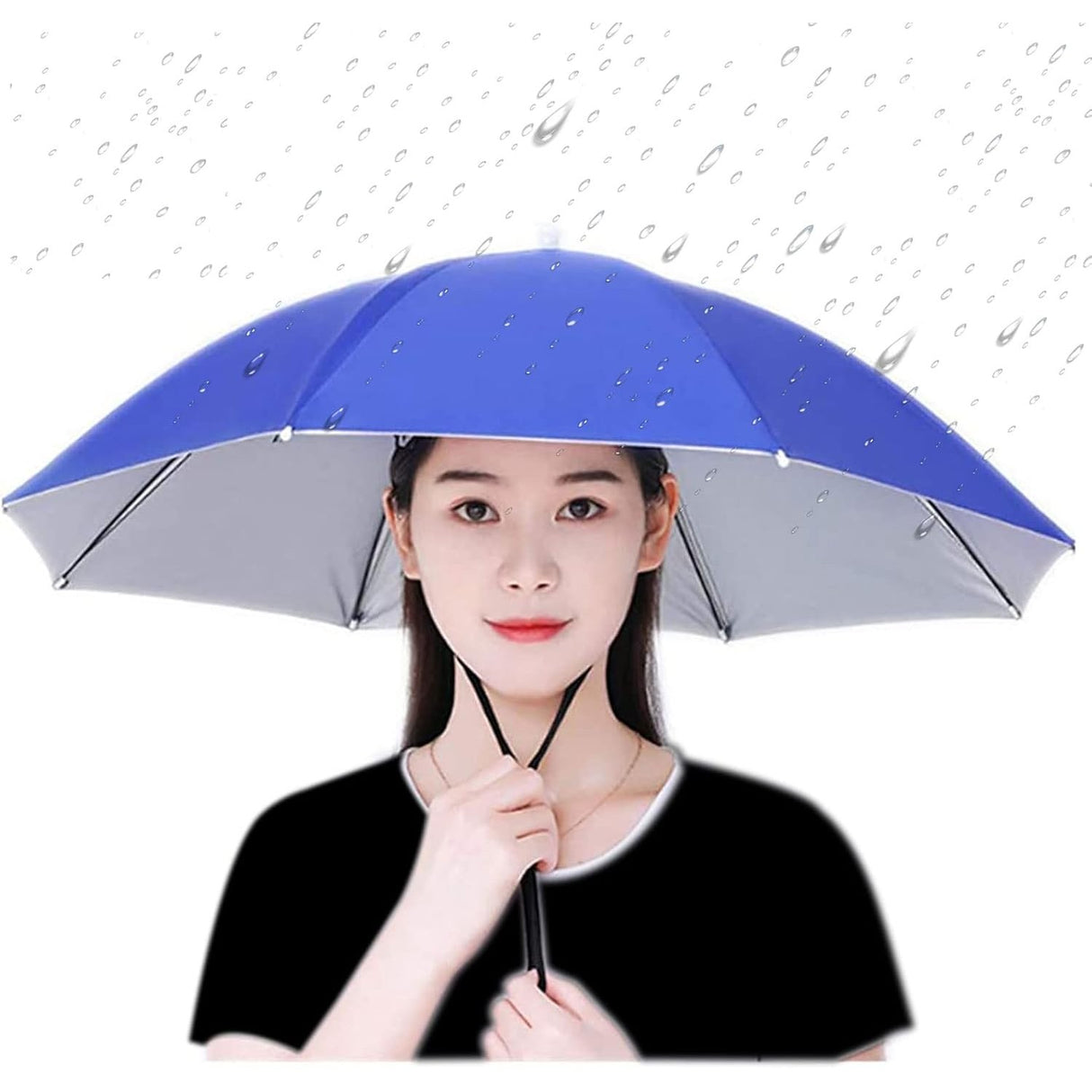 Umbrela De Cap, Diametru 69 Cm, Snur Reglabil De Cap, Protectie Uv/Ploaie, Inchis - vivimall.ro