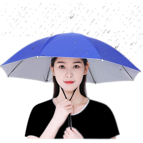 Umbrela de Cap, Vivimall, Diametru 69 cm, Snur Reglabil de Cap, Protectie UV/Ploaie, Albastru Inchis - vivimall.ro