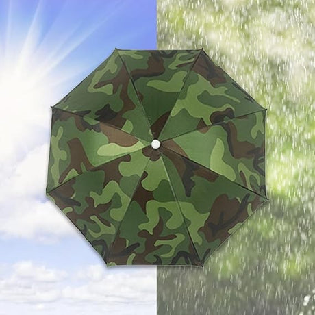 Umbrela De Cap, Diametru 69 Cm, Snur Reglabil De Cap, Protectie Uv/Ploaie, Camuflaj - vivimall.ro