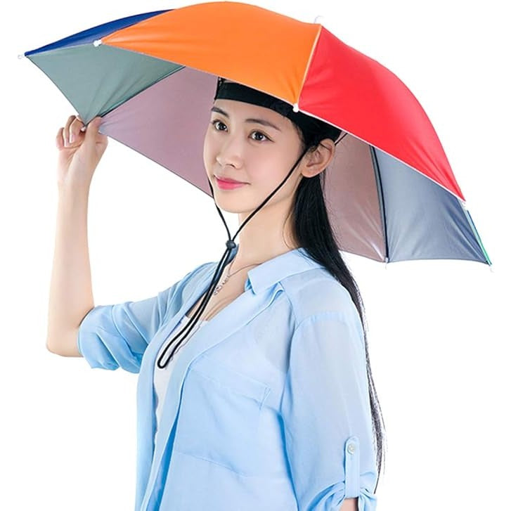 Umbrela De Cap, Diametru 69 Cm, Snur Reglabil De Cap, Protectie Uv/Ploaie, Curcubeu - vivimall.ro