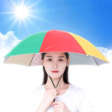 Umbrela De Cap, Diametru 69 Cm, Snur Reglabil De Cap, Protectie Uv/Ploaie, Curcubeu - vivimall.ro