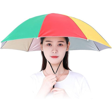 Umbrela De Cap, Diametru 69 Cm, Snur Reglabil De Cap, Protectie Uv/Ploaie, Curcubeu - vivimall.ro