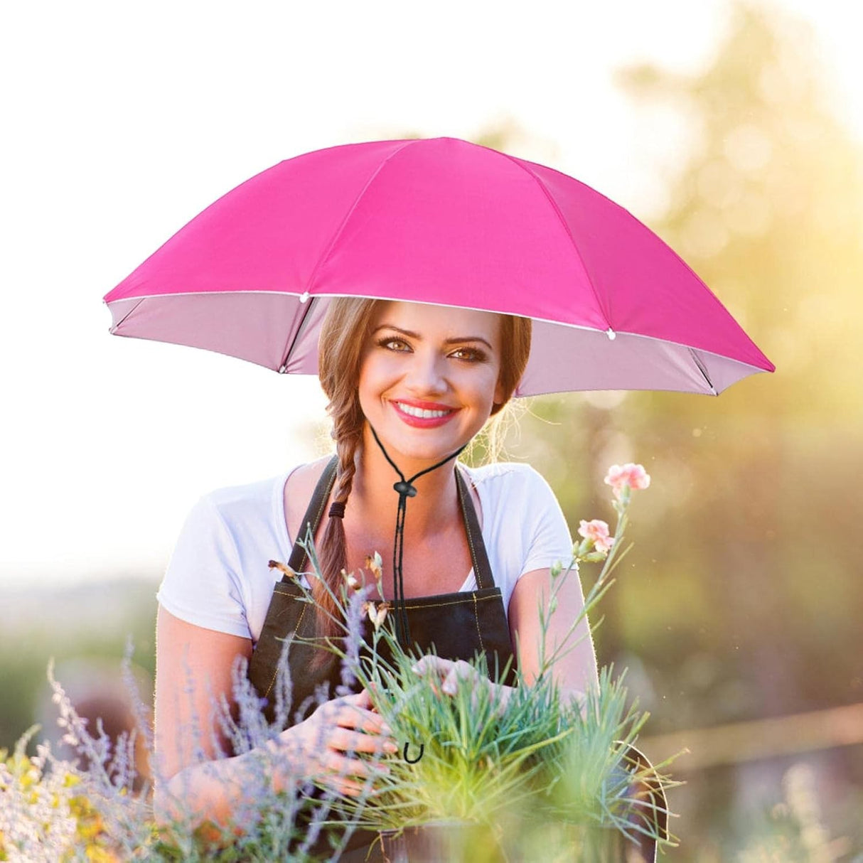 Umbrela De Cap, Diametru 69 Cm, Snur Reglabil De Cap, Protectie Uv/Ploaie - vivimall.ro