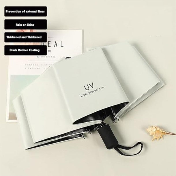 Umbrela de Ploaie Unisex, Flippy, cu Protectie UV Soare, Rezistenta la Vant si Ploaie, Pliabila, din Vinil si Otel, 96 x 67 cm, Bej deschis - vivimall.ro