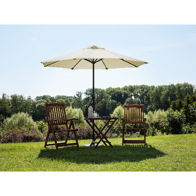 Umbrela Rotunda De Soare Pentru Terasa, Diametru 2.70 M, Inclinare, Manivela, Crem - vivimall.ro