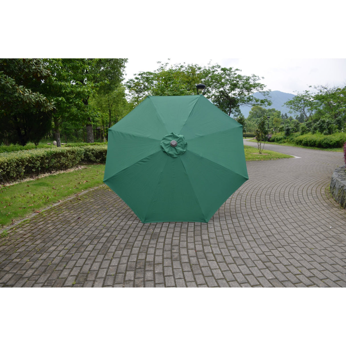 Umbrela Rotunda De Soare Pentru Terasa Sau Gradina, Diametru 2.70 M, Inaltime 2.80 M, 9 Brate, Manivela, Diametru Tija 35 Mm, Inclinare, Verde - vivimall.ro