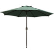 Umbrela Rotunda De Soare Pentru Terasa Sau Gradina, Diametru 2.70 M, Inaltime 2.80 M, 9 Brate, Manivela, Diametru Tija 35 Mm, Inclinare, Verde - vivimall.ro