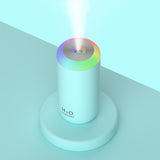 Umidificator, H2O, cu Difuzor de Aroma, Lumina de Noapte LED in 7 Culori, Zgomot Redus, 14.7x7.2cm, 350mL, Culoare Albastra