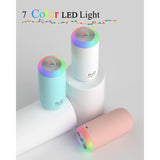 Umidificator, H2O, cu Difuzor de Aroma, Lumina de Noapte LED in 7 Culori, Zgomot Redus, 14.7x7.2cm, 350mL, Culoare Albastra