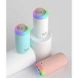 Umidificator, H2O, cu Difuzor de Aroma, Lumina de Noapte LED in 7 Culori, Zgomot Redus, 14.7x7.2cm, 350mL, Culoare Roz