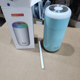 Umidificator, H2O, cu Difuzor de Aroma, Lumina de Noapte LED in 7 Culori, Zgomot Redus, 14.7x7.2cm, 350mL, Culoare Albastra