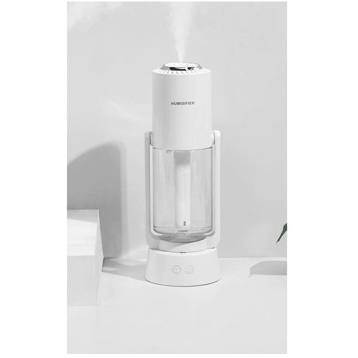 Umidificator Si Purificator Aer Ultrasonic Portabil, Rezervor 200Ml, Cu Ioni Negativi, Led 7 Culori, Rotatie 360 Grade