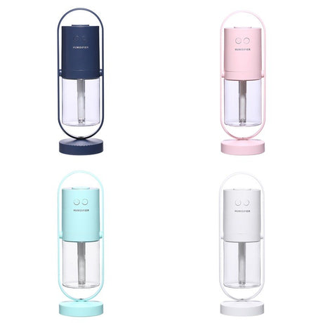 Umidificator Si Purificator Aer Ultrasonic Portabil, Rezervor 200Ml, Led 7 Culori, Rotatie 360 Grade