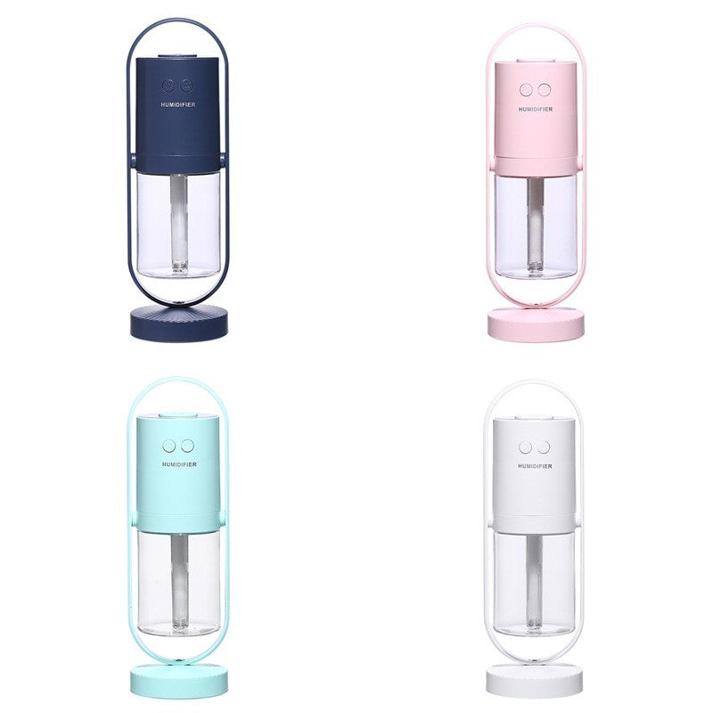 Umidificator Si Purificator Aer Ultrasonic Portabil, Rezervor 200Ml, Led 7 Culori, Rotatie 360 Grade