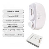 Unghiera Electrica 2 in 1, Flippy, Taiat si Slefuit, 2 Viteze, Lumina LED, Design Ergonomic, Compartiment Resturi, Portabila, Silentioasa 65 db, USB-C, Manichiura, Ideal Pentru Copii si Adulti, 8.5 x 6.8 x 3.3 cm, Alb - vivimall.ro