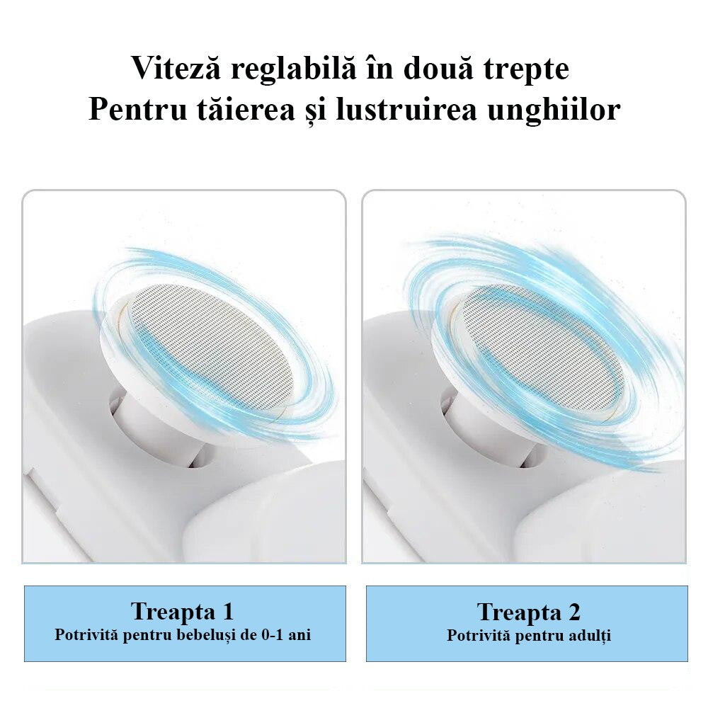 Unghiera Electrica 2 in 1, Flippy, Taiat si Slefuit, 2 Viteze, Lumina LED, Design Ergonomic, Compartiment Resturi, Portabila, Silentioasa 65 db, USB-C, Manichiura, Ideal Pentru Copii si Adulti, 8.5 x 6.8 x 3.3 cm, Violet - vivimall.ro