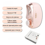 Unghiera Electrica 2 in 1, Flippy, Taiat si Slefuit, 2 Viteze, Lumina LED, Design Ergonomic, Compartiment Resturi, Portabila, Silentioasa 65 db, USB-C, Manichiura, Ideal Pentru Copii si Adulti, 8.5 x 6.8 x 3.3 cm, Roz - vivimall.ro